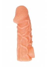 Телесная закрытая насадка с венками Cock Sleeve Size L - 17,6 см. - KOKOS - в Ногинске купить с доставкой