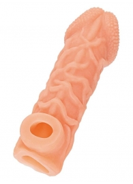 Телесная закрытая насадка с венками Cock Sleeve Size L - 17,6 см. - KOKOS - в Ногинске купить с доставкой