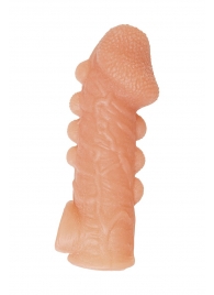 Телесная закрытая насадка с шишечками Cock Sleeve Size M - 15,6 см. - KOKOS - в Ногинске купить с доставкой