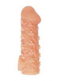 Телесная закрытая насадка с пучками шишечек Cock Sleeve Size S - 13,8 см. - KOKOS - в Ногинске купить с доставкой