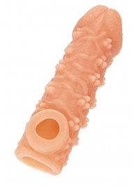 Телесная закрытая насадка с пучками шишечек Cock Sleeve Size L - 17,6 см. - KOKOS - в Ногинске купить с доставкой
