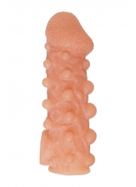 Телесная закрытая насадка с шариками Cock Sleeve Size M - 15,6 см. - KOKOS - в Ногинске купить с доставкой