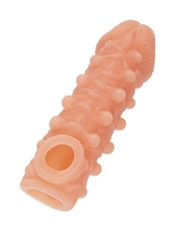 Телесная закрытая насадка с шариками Cock Sleeve Size M - 15,6 см. - KOKOS - в Ногинске купить с доставкой
