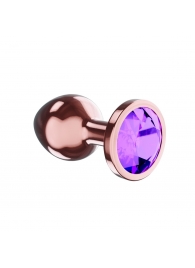 Пробка цвета розового золота с фиолетовым кристаллом Diamond Amethyst Shine S - 7,2 см. - Lola Games - купить с доставкой в Ногинске