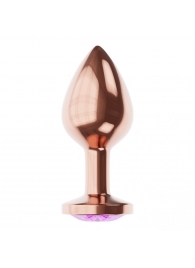 Пробка цвета розового золота с фиолетовым кристаллом Diamond Amethyst Shine S - 7,2 см. - Lola Games - купить с доставкой в Ногинске