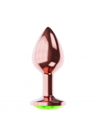 Пробка цвета розового золота с лаймовым кристаллом Diamond Emerald Shine S - 7,2 см. - Lola Games - купить с доставкой в Ногинске