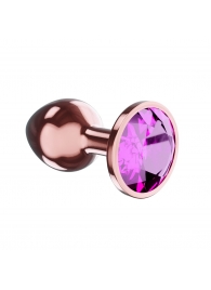Пробка цвета розового золота с лиловым кристаллом Diamond Quartz Shine L - 8,3 см. - Lola Games - купить с доставкой в Ногинске