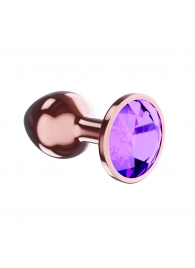 Пробка цвета розового золота с фиолетовым кристаллом Diamond Amethyst Shine L - 8,3 см. - Lola Games - купить с доставкой в Ногинске