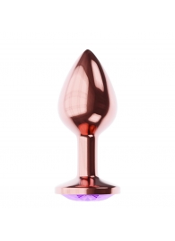 Пробка цвета розового золота с фиолетовым кристаллом Diamond Amethyst Shine L - 8,3 см. - Lola Games - купить с доставкой в Ногинске