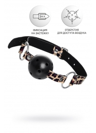 Черный кляп-шар на леопардовых ремешках Anonymo - ToyFa - купить с доставкой в Ногинске