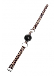 Черный кляп-шар на леопардовых ремешках Anonymo - ToyFa - купить с доставкой в Ногинске