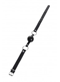Черный кляп-шар на кожаных ремешках Anonymo - ToyFa - купить с доставкой в Ногинске