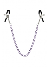 Зажимы для сосков с фиолетовой цепочкой Sweet Caress Nipple Chain - Sweet Caress - купить с доставкой в Ногинске