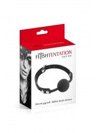 Черный силиконовый кляп-шарик на ремешках - Fetish Tentation - купить с доставкой в Ногинске