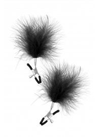 Зажимы на соски с черными пуховыми кисточками Sweet Caress Feather Nipple Clumps - Sweet Caress - купить с доставкой в Ногинске