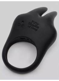 Черное эрекционное виброкольцо Sensation Rechargeable Vibrating Rabbit Love Ring - Fifty Shades of Grey - в Ногинске купить с доставкой