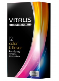 Цветные ароматизированные презервативы VITALIS PREMIUM color   flavor - 12 шт. - Vitalis - купить с доставкой в Ногинске
