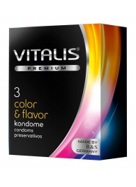 Цветные ароматизированные презервативы VITALIS PREMIUM color   flavor - 3 шт. - Vitalis - купить с доставкой в Ногинске