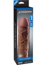 Коричневая насадка Mega 2  Extension - 20,3 см. - Pipedream - в Ногинске купить с доставкой