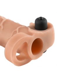 Телесная вибронасадка с кольцом Vibrating Real Feel 2 Extension - 16 см. - Pipedream - в Ногинске купить с доставкой