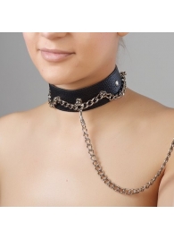 Чёрный ошейник из натуральной кожи - Sitabella - купить с доставкой в Ногинске