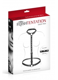 Черная упряжь на тело с шипами на ошейнике - Fetish Tentation - купить с доставкой в Ногинске