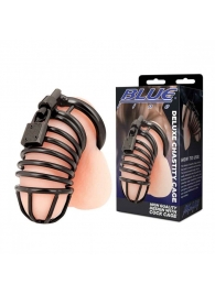 Черная металлическая клетка с замком Deluxe Chastity Cage - BlueLine - купить с доставкой в Ногинске