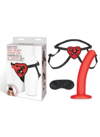 Красный поясной фаллоимитатор Red Heart Strap on Harness   5in Dildo Set - 12,25 см. - Lux Fetish - купить с доставкой в Ногинске