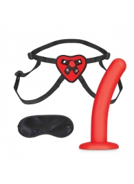 Красный поясной фаллоимитатор Red Heart Strap on Harness   5in Dildo Set - 12,25 см. - Lux Fetish - купить с доставкой в Ногинске
