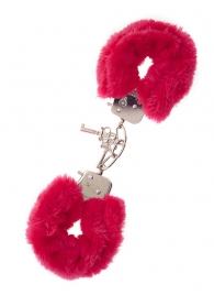 Металлические наручники с красной меховой опушкой METAL HANDCUFF WITH PLUSH RED - Dream Toys - купить с доставкой в Ногинске