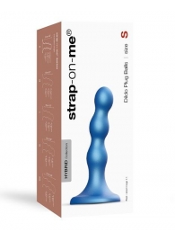 Голубая насадка Strap-On-Me Dildo Plug Balls size S - Strap-on-me - купить с доставкой в Ногинске