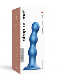 Голубая насадка Strap-On-Me Dildo Plug Balls size L - Strap-on-me - купить с доставкой в Ногинске