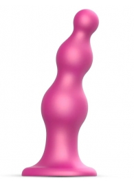 Розовая насадка Strap-On-Me Dildo Plug Beads size S - Strap-on-me - купить с доставкой в Ногинске