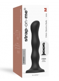 Черная насадка Strap-On-Me Dildo Geisha Balls size M - Strap-on-me - купить с доставкой в Ногинске
