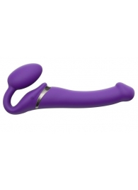 Фиолетовый безремневой вибрострапон Silicone Bendable Strap-On - size M - Strap-on-me - купить с доставкой в Ногинске