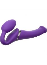 Фиолетовый безремневой вибрострапон Vibrating Bendable Strap-On - size L - Strap-on-me - купить с доставкой в Ногинске
