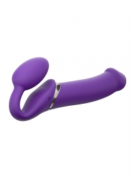 Фиолетовый безремневой вибрострапон Silicone Bendable Strap-On - size XL - Strap-on-me - купить с доставкой в Ногинске