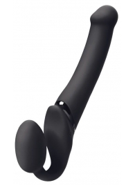 Черный безремневой вибрострапон Silicone Bendable Strap-On - size XL - Strap-on-me - купить с доставкой в Ногинске