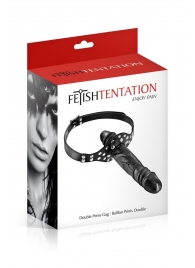 Черный кляп-фаллоимитатор Double Penis Gag - Fetish Tentation - купить с доставкой в Ногинске