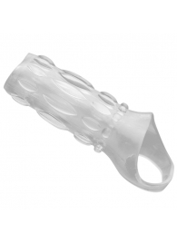 Насадка на пенис с кольцом для мошонки Clear Sensations Enhancer Sex Sleeve - 11,5 см. - XR Brands - в Ногинске купить с доставкой