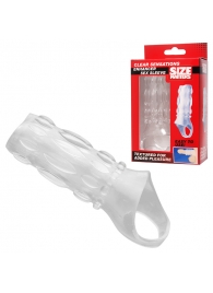 Насадка на пенис с кольцом для мошонки Clear Sensations Enhancer Sex Sleeve - 11,5 см. - XR Brands - в Ногинске купить с доставкой