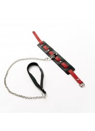 Черный ошейник с красным ремешком и поводком - Crazy Handmade - купить с доставкой в Ногинске