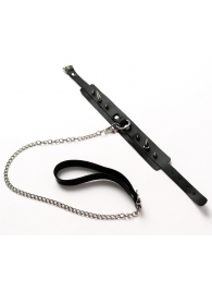 Черный ошейник с шипами и поводком - Crazy Handmade - купить с доставкой в Ногинске