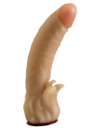 Телесная гелевая насадка-фаллос с клиторальными лепестками - 18,5 см. - LOVETOY (А-Полимер) - купить с доставкой в Ногинске