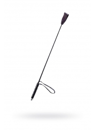 Чёрный стек с кожаной ручкой - 58 см. - Sitabella - купить с доставкой в Ногинске