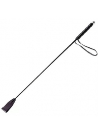 Чёрный стек с кожаной ручкой - 58 см. - Sitabella - купить с доставкой в Ногинске