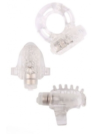 Набор из 3 прозрачных эрекционных колец с вибрацией Teasers Ring Kit - Chisa - в Ногинске купить с доставкой