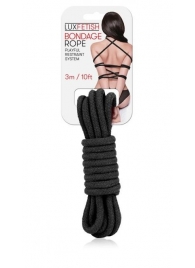 Черная хлопковая веревка для связывания - 3 м. - Lux Fetish - купить с доставкой в Ногинске