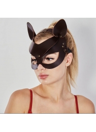 Коричневая кожаная маска  Кошечка - Sitabella - купить с доставкой в Ногинске