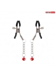 Серебристые зажимы на соски с шариками на цепочках - Notabu - купить с доставкой в Ногинске